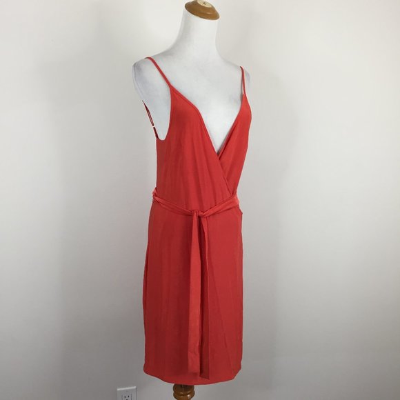 NWT L'AGENCE Hibiscus TATE Sleeveless Slinky Sleeveless Belted Wrap Dress - Picture 1 of 7